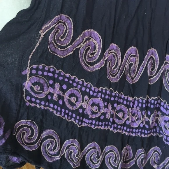 🍉 ASHA Black Purple Flowy Midi Dress One Size - Picture 5 of 6